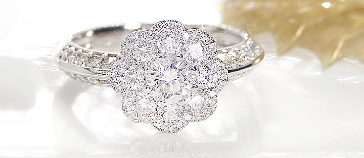 リング・指輪 7号 花 フラワー 花 フラワー Pt900プラチナ ダイヤモンド 1.05ct